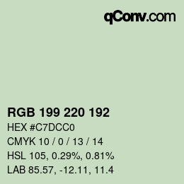 Color code: RGB 199 220 192 | qconv.com