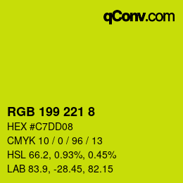 カラーコード: RGB 199 221 8 | qconv.com
