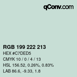 カラーコード: RGB 199 222 213 | qconv.com