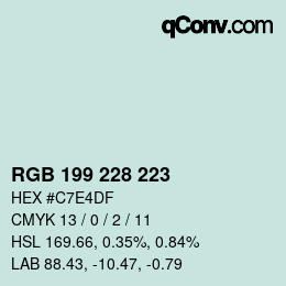 カラーコード: RGB 199 228 223 | qconv.com