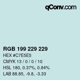 Color code: RGB 199 229 229 | qconv.com