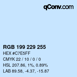 Color code: RGB 199 229 255 | qconv.com