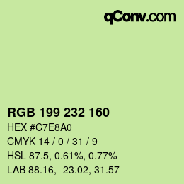 Color code: RGB 199 232 160 | qconv.com