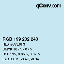 Color code: RGB 199 232 243 | qconv.com