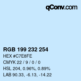 Color code: RGB 199 232 254 | qconv.com