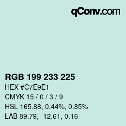 Código de color: RGB 199 233 225 | qconv.com