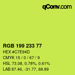 Color code: RGB 199 233 77 | qconv.com
