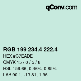 カラーコード: RGB 199 234.4 222.4 | qconv.com