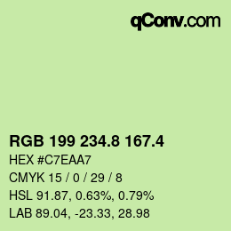 カラーコード: RGB 199 234.8 167.4 | qconv.com