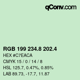 カラーコード: RGB 199 234.8 202.4 | qconv.com