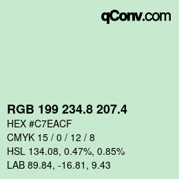 カラーコード: RGB 199 234.8 207.4 | qconv.com