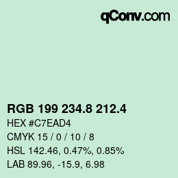 カラーコード: RGB 199 234.8 212.4 | qconv.com
