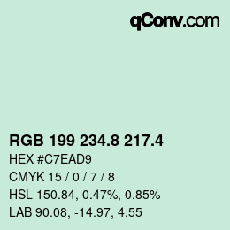 カラーコード: RGB 199 234.8 217.4 | qconv.com