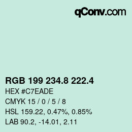 カラーコード: RGB 199 234.8 222.4 | qconv.com