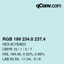 カラーコード: RGB 199 234.8 237.4 | qconv.com