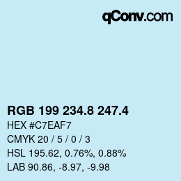 カラーコード: RGB 199 234.8 247.4 | qconv.com
