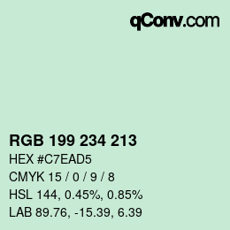 カラーコード: RGB 199 234 213 | qconv.com