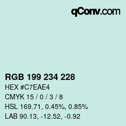 Color code: RGB 199 234 228 | qconv.com