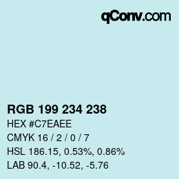 Color code: RGB 199 234 238 | qconv.com