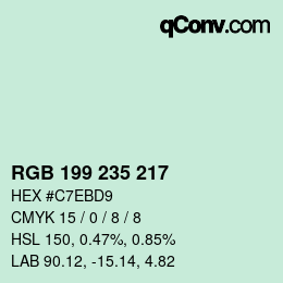 カラーコード: RGB 199 235 217 | qconv.com