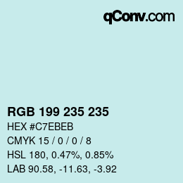 Color code: RGB 199 235 235 | qconv.com