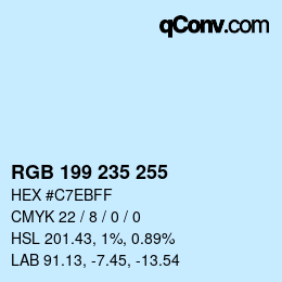 Color code: RGB 199 235 255 | qconv.com