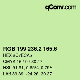 カラーコード: RGB 199 236.2 165.6 | qconv.com