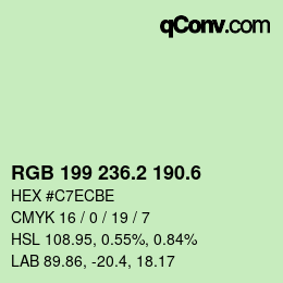 カラーコード: RGB 199 236.2 190.6 | qconv.com