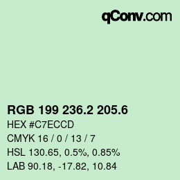 カラーコード: RGB 199 236.2 205.6 | qconv.com