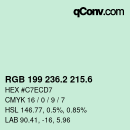 カラーコード: RGB 199 236.2 215.6 | qconv.com