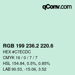 カラーコード: RGB 199 236.2 220.6 | qconv.com