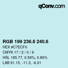 カラーコード: RGB 199 236.6 240.6 | qconv.com