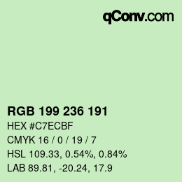 Color code: RGB 199 236 191 | qconv.com