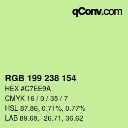 Color code: RGB 199 238 154 | qconv.com