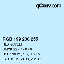 カラーコード: RGB 199 238 255 | qconv.com