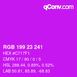 カラーコード: RGB 199 23 241 | qconv.com
