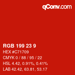 Color code: RGB 199 23 9 | qconv.com
