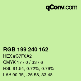 Color code: RGB 199 240 162 | qconv.com