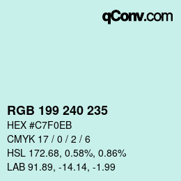 Farbcode: RGB 199 240 235 | qconv.com