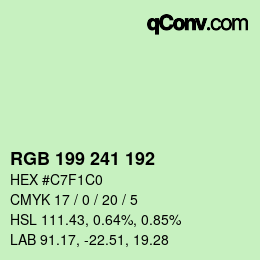 Color code: RGB 199 241 192 | qconv.com