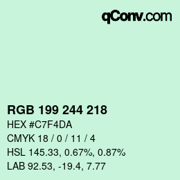 カラーコード: RGB 199 244 218 | qconv.com