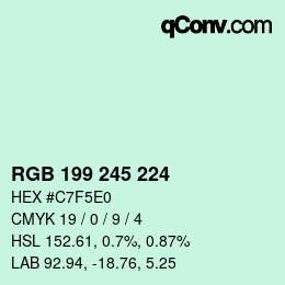 Color code: RGB 199 245 224 | qconv.com