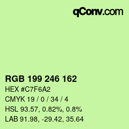颜色代码: RGB 199 246 162 | qconv.com