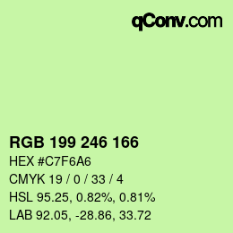 Farbcode: RGB 199 246 166 | qconv.com