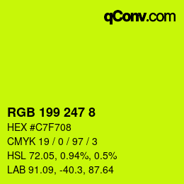 颜色代码: RGB 199 247 8 | qconv.com