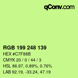 カラーコード: RGB 199 248 139 | qconv.com