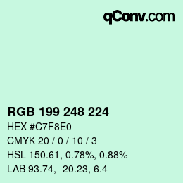 カラーコード: RGB 199 248 224 | qconv.com