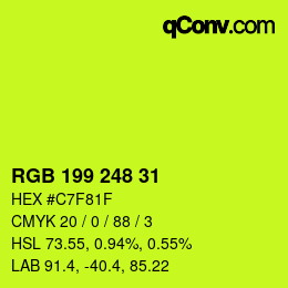 Color code: RGB 199 248 31 | qconv.com