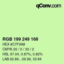 Código de color: RGB 199 249 168 | qconv.com