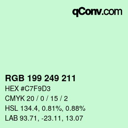 Farbcode: RGB 199 249 211 | qconv.com